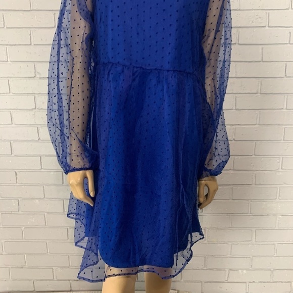 Vila Women’s Mazarine Blue Sheer Spot Smock Dress - Picture 15 of 16